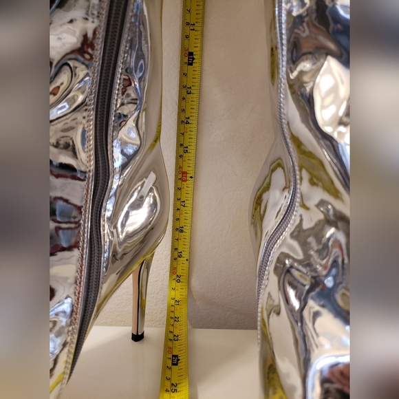 Women's Knee High Boots Pointed Toe Stiletto Heel Metallic Zipper Boots size 10 - Picture 13 of 14